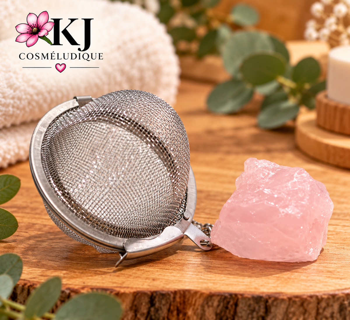 Infuseur à thé avec pierre naturelle – Quartz rose